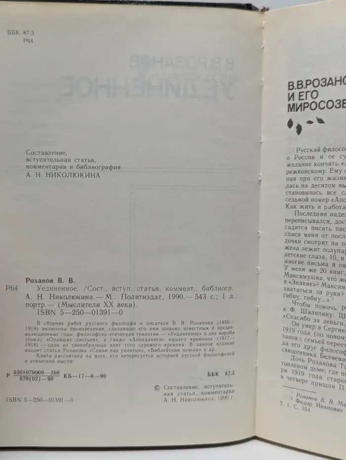 Мыслители XX века. В. В. Розанов. Уединенное