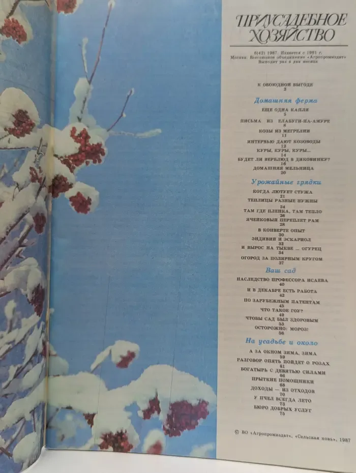 Присадебное хозяйство. Выпуск № 6/1987