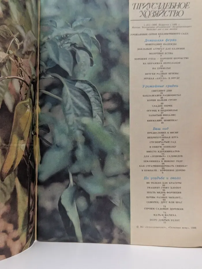 Приусадебное хозяйство. Выпуск № 1/1986