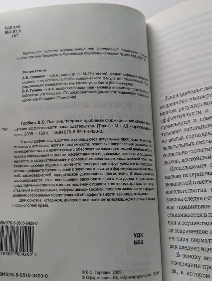 Понятие, теория и проблемы формирования общей концепции эффективности законодательства