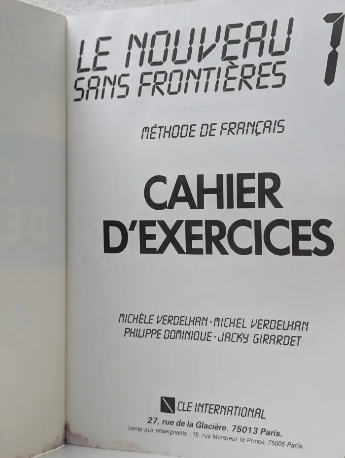 Le Nouveau Sans Frontieres 1 Cahier d'exercices