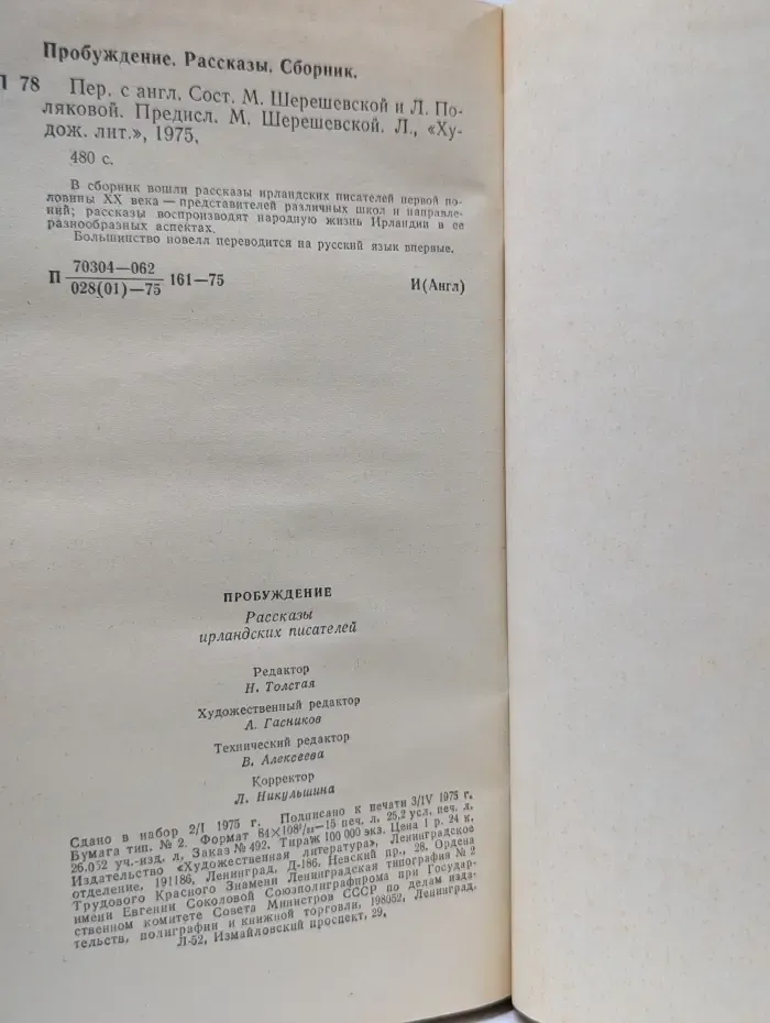 Пробуждение: Рассказы ирландских писателей