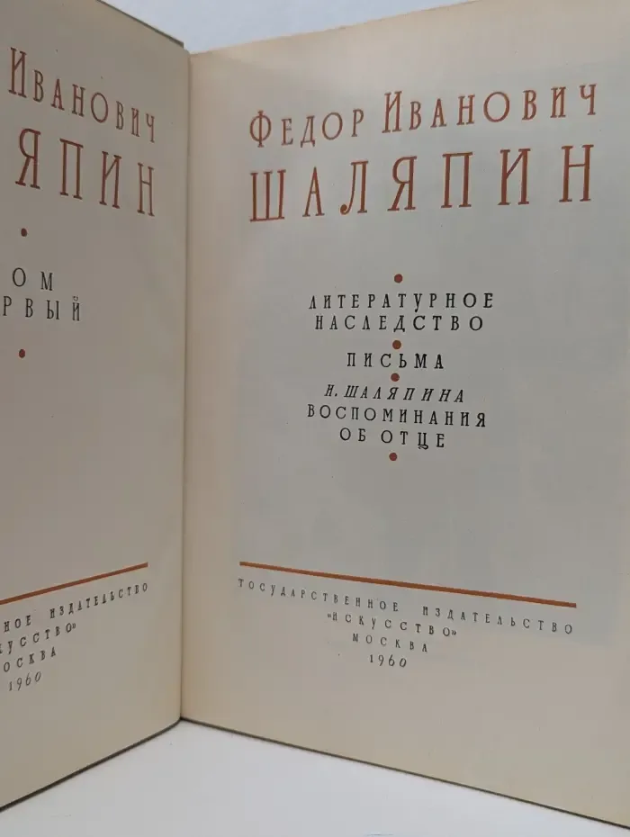 Федор Иванович Шаляпин. В 2 томах. Том 1. Литературное наследство. Письма. Воспоминания от отце