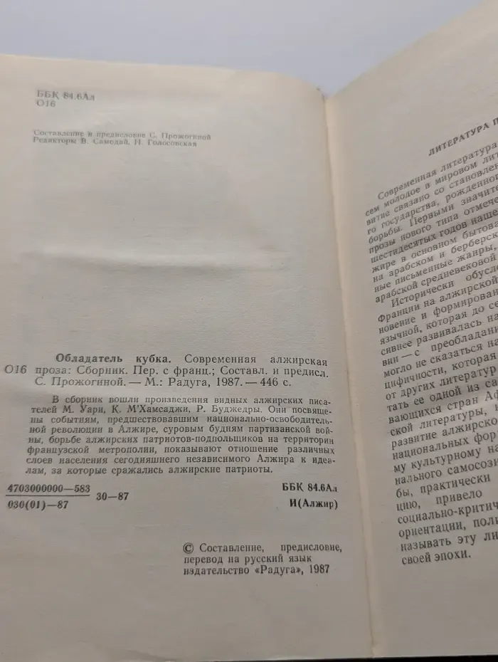 Обладатель кубка. Современная алжирская проза