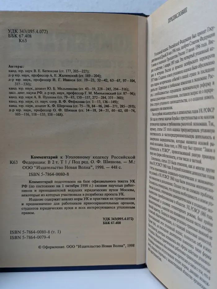 Комментарий к Уголовному кодексу Российской Федерации. В 2 томах. Том 1