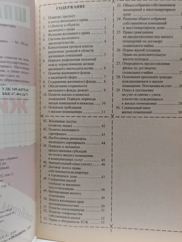 Шпаргалка. Жилищное право