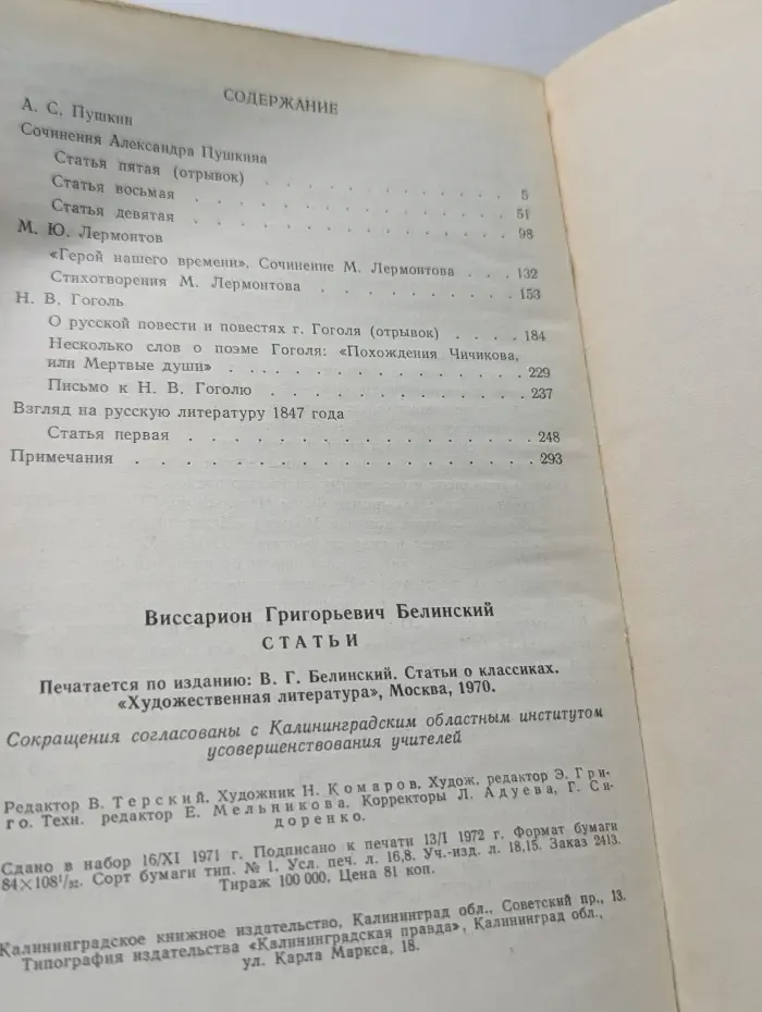 Школьная библиотека. В. Г. Белинский. Статьи