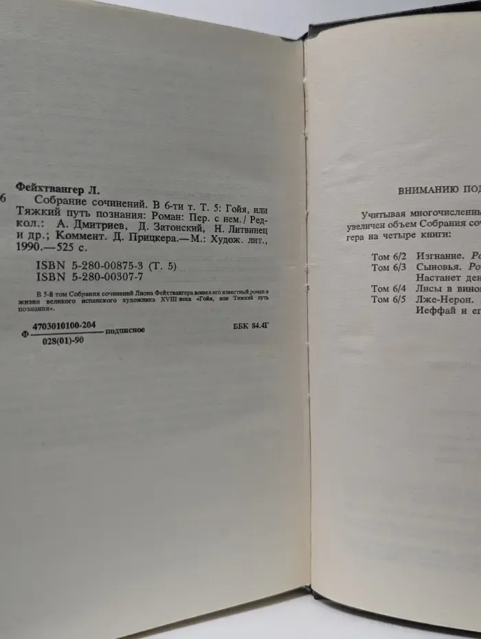 Лион Фейхтвангер. Собрание сочинений в 6 томах. Гойя, или Тяжкий путь познания. Том 5