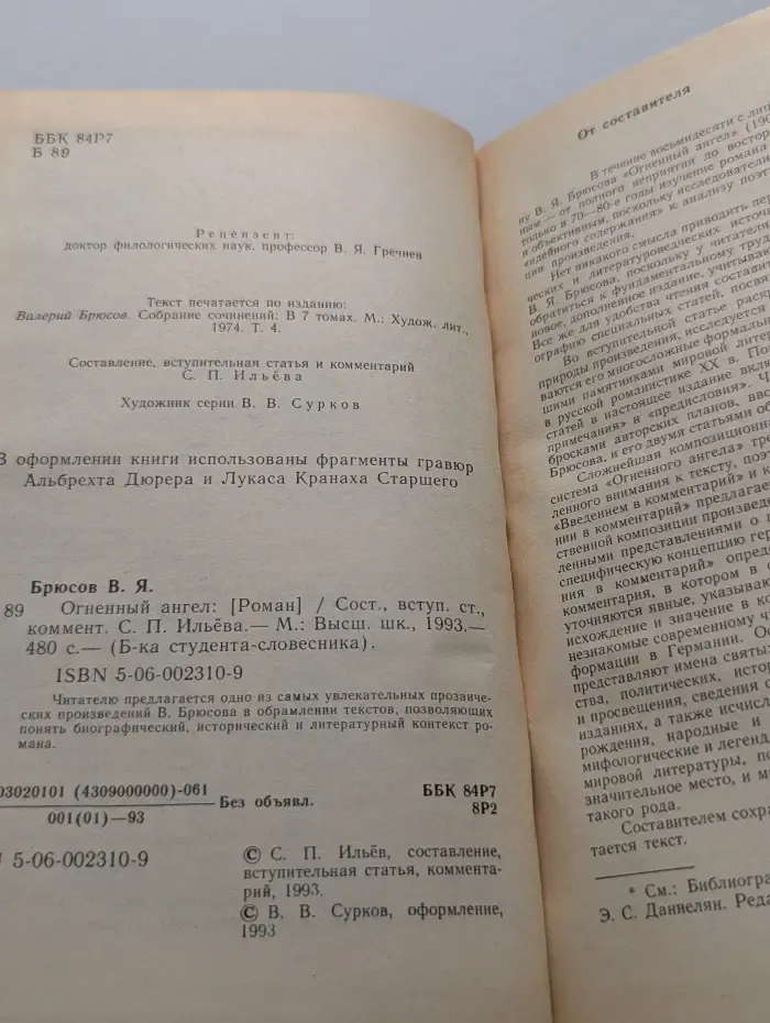 Библиотека студента словесника. Огненный ангел