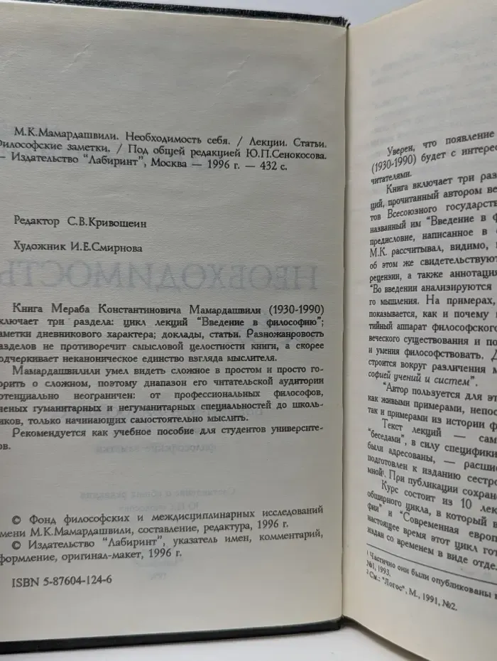 Необходимость себя. Введение в философию. Лекции. Статьи. Философские заметки