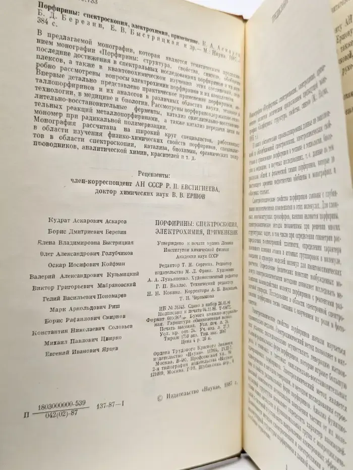 Порфирины: спектроскопия, электрохимия, применение