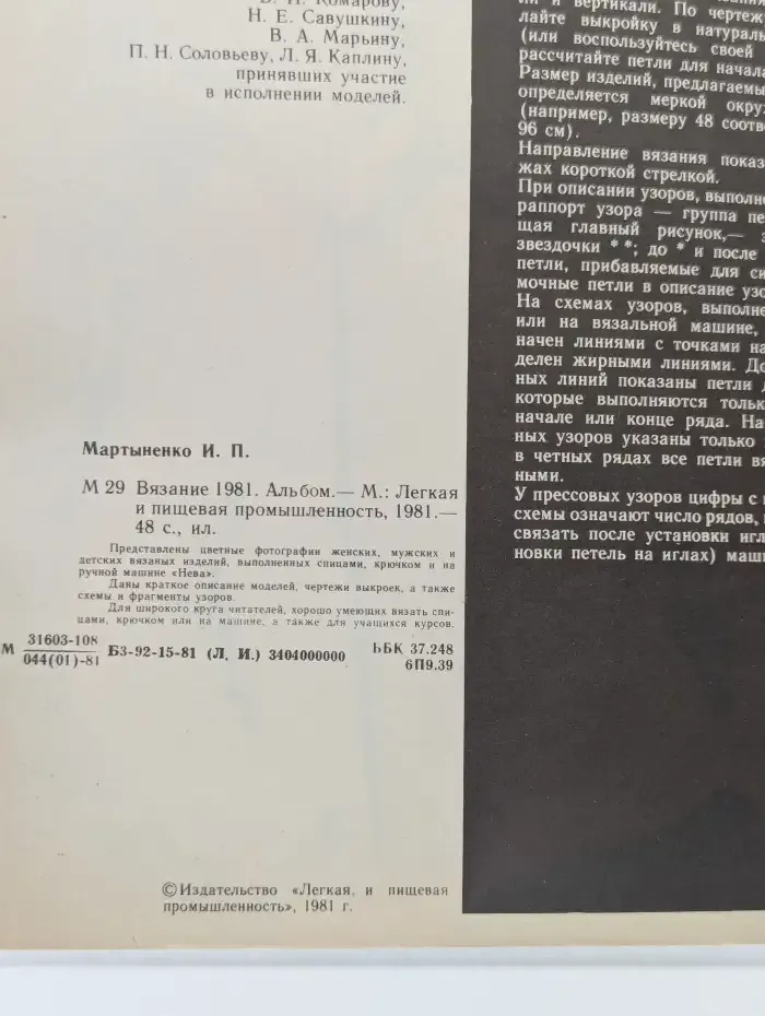 Вязание 1981. Альбом
