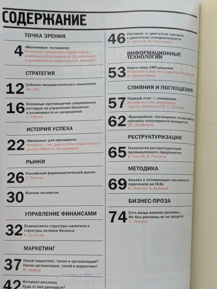 Журнал Управление компанией. Выпуск 5. 2001 год