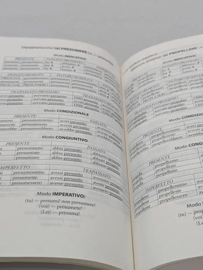 Итальянские глаголы в таблицах
