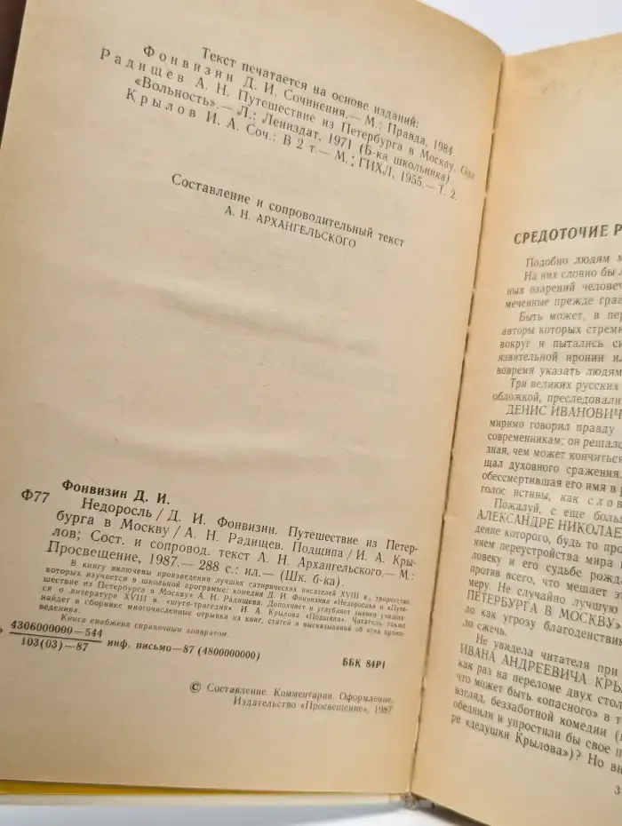 Недоросль. Путешествие из Петербурга в Москву. Подщипа
