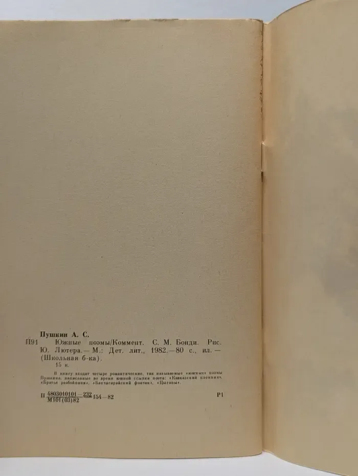 Школьная библиотека. Южные поэмы